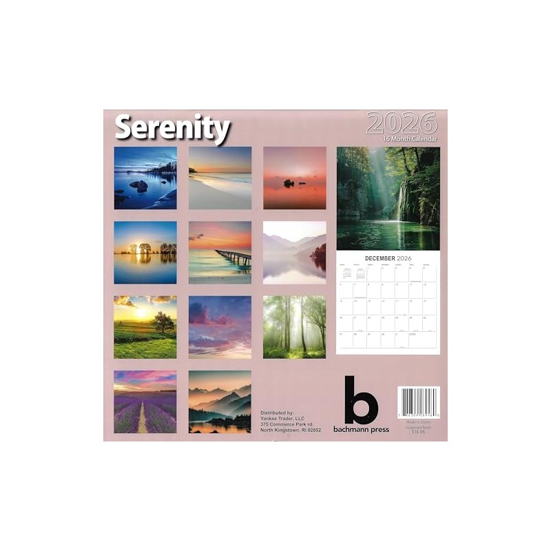 2026 Serenity Full Size Wall Calendar for Planning, Scheduling, and