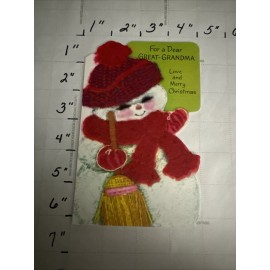 Vintage Great Grandma Grandmother Christmas Card Cute Snowman Unique