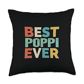 Best Poppi Ever Gifts Store Retro Style Presents Vintage Funny Best Poppi Ever Throw Pillow, 18x18, Multicolor