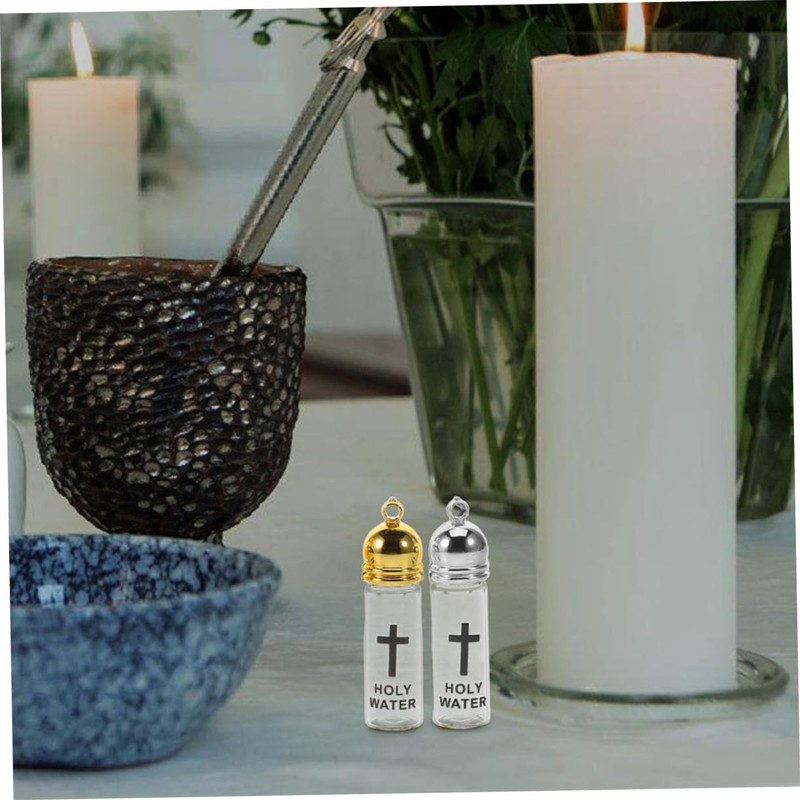 NOLITOY 2PCS Holy Water Bottles Baptism Containers with Cross Design