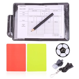 Soccer Referee Set, Referee Cards, Red and Yellow Cards, Record Paper, 5 Sheets, 1 Pencil, Toss Coin Included, Coach Whistle, Warning Card, Referee Accessories, Referee Booklet, Record Cards, Pencils, Referee Supplies, Futsal, Referee Equipment