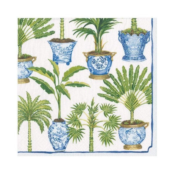 Caspari White, Potted Palms Paper Luncheon Napkins, 20 Per Package