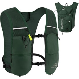 ONETOALL Running Vest Women 6L, Reflective Hydration Backpack Mens, Lightweight 150g for Trailrunning Hiking Marathon, Green Single Pack