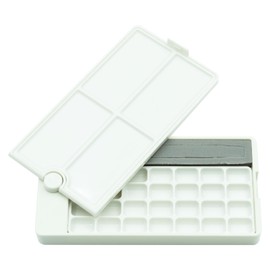 Portable 28-Well Watercolor Paint Palette, Small Plastic Paint Tray for Artists, 360 Degree 3-in-1 Multifunctional Plastic Art Palette