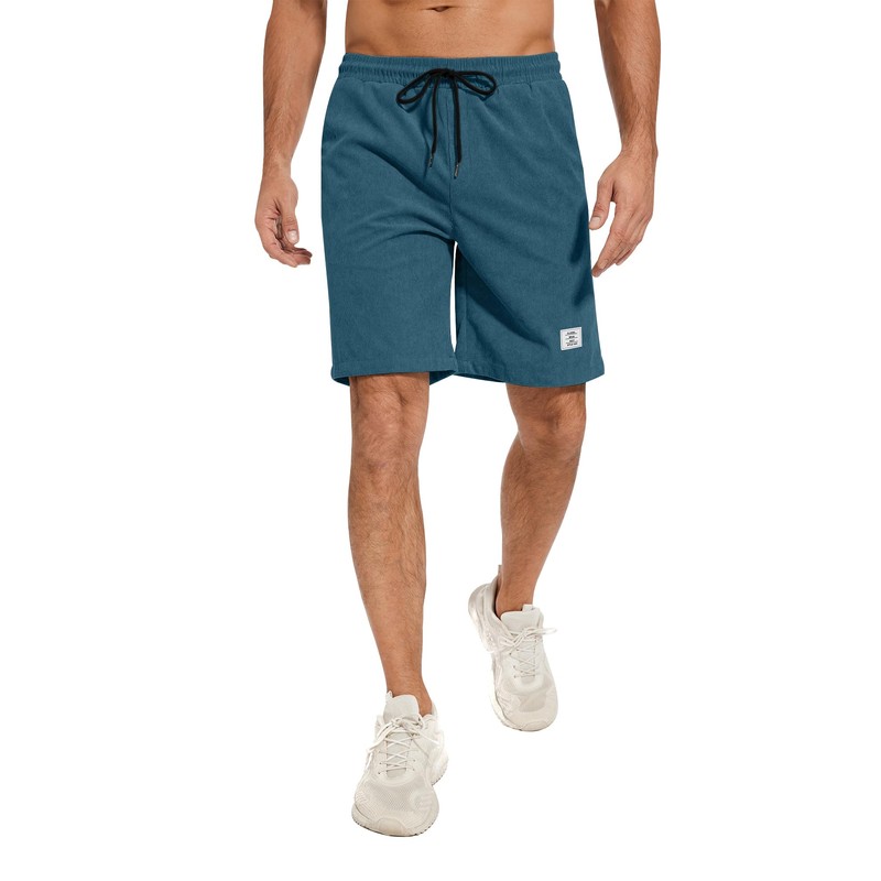 LVCBL Corduroy Men's Summer Shorts, Linen Lightweight Shorts with Pockets,