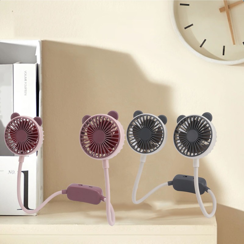 Portable Neck Fan Dual Head Bendable Wearable USB Rechargeable Hand