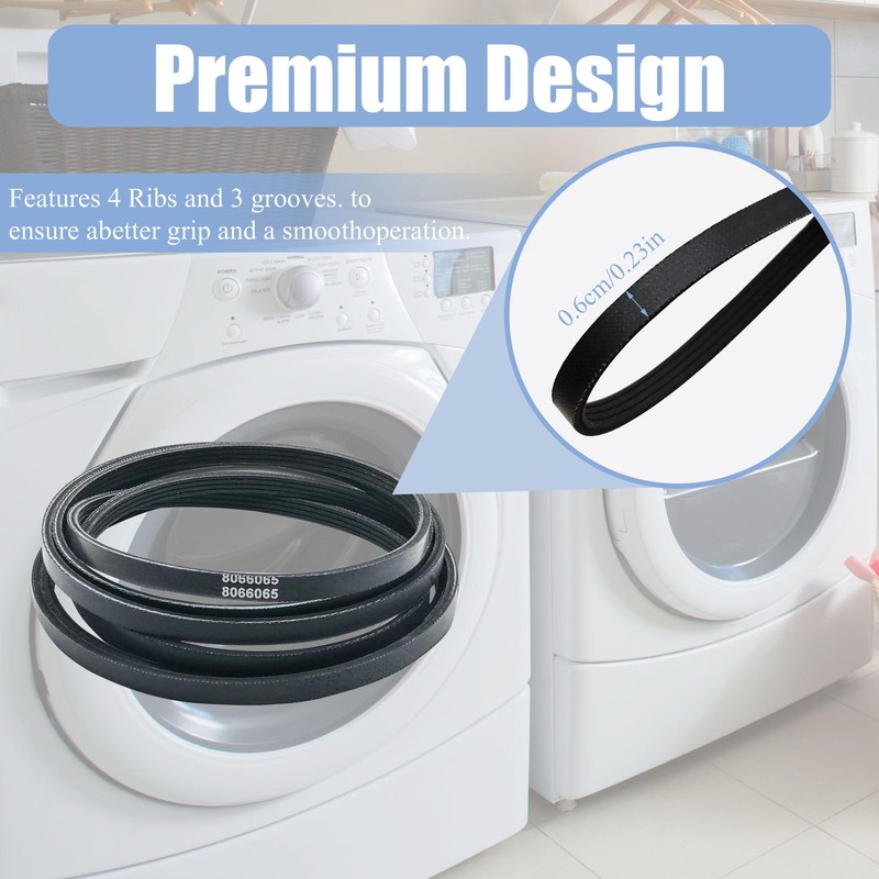 Dryer Drum Belt 8066065 for Whirlpool Kenmore Dryers Replaces 695055
