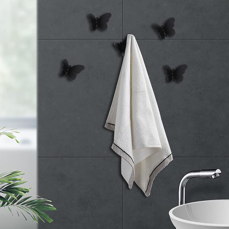 Uposao 6Pcs Stainless Steel Wall Hook, Butterfly Shaped Hooks Bathroom