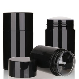 COSIDEA 4pcs Black Round empty 50g / 1.67OZ deodorant containers Bottom Filling large twist up tubes for hair wax chapstick bottle