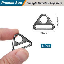 QUARKZMAN 8 Pieces 1 1/4 Inch Triangle Buckles Adjuster Triangle D Rings Strap for Purse Straps Key Chain Lanyard Strap Bag DIY Hardware Accessories Dark Silver, Dark silver