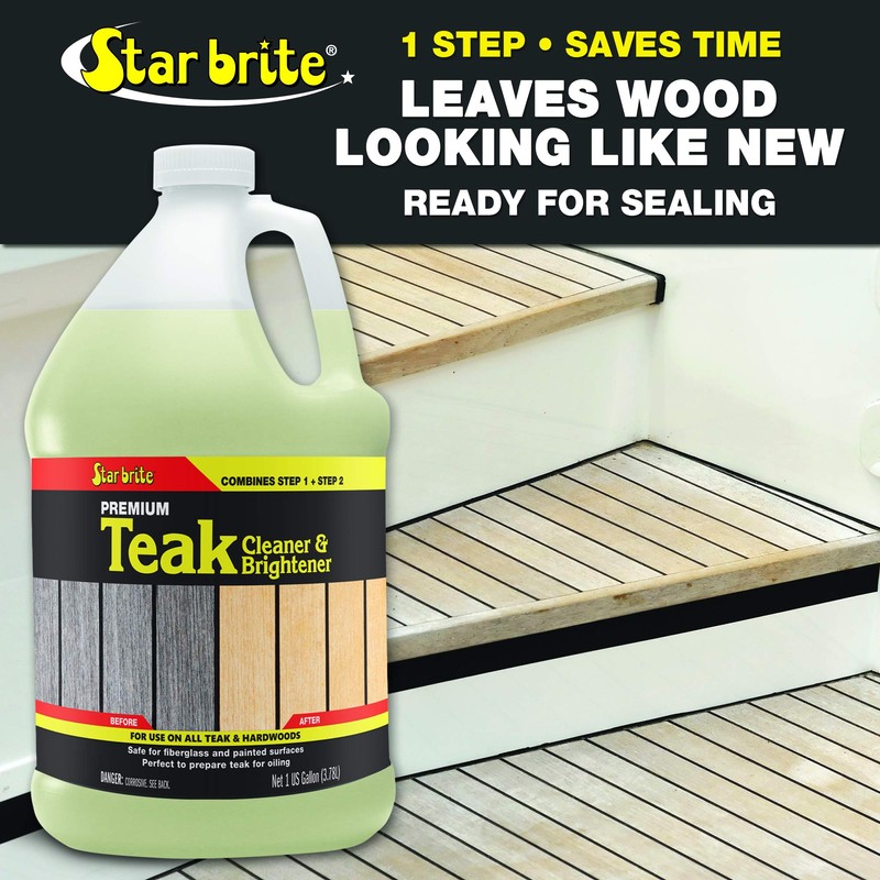 STAR BRITE Teak Cleaner & Brightener, Restore Weathered Wood, 128