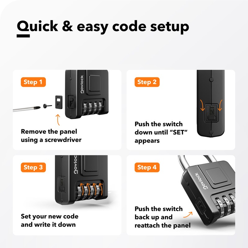 Combination Padlock - Heavy Duty Weatherproof 4 Digit Combination Lock