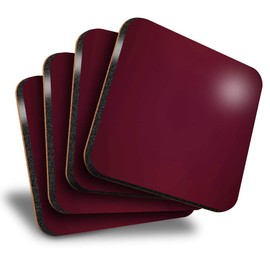 Destination Vinyl ltd Great Coasters (Set of 4) Square - Dark Red Maroon Colour Drink Glossy Coasters/Tabletop Protection for Any Table Type #21448