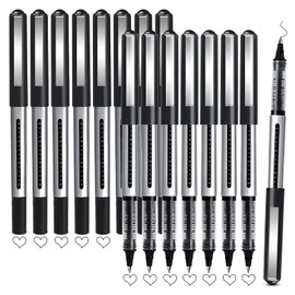 APOGO Rollerball Pens Black Gel Pens 16 Pack Gel Ink Rollerball Pens, 0.5mm Liquid Ink Rollerball Pens, Ballpoint Pens Writing Pens for Signature, Taking Notes, Office Pens/Stationary Supplies