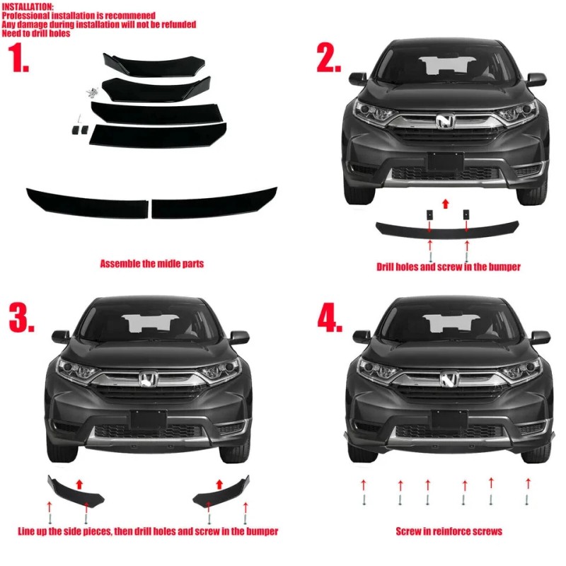 CNPAPC For Jetta MK6 Car Front Bumper Lip Spoiler Body