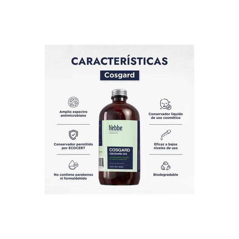 Conservante Natural Geogard 221 Hebbe Cosmetics 500ml Hipoalergnico