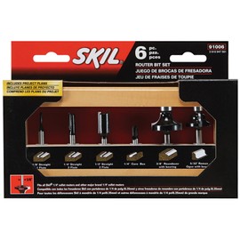 SKIL 91006 6-Piece Carbide Router Bit Set in Wooden Storage Case