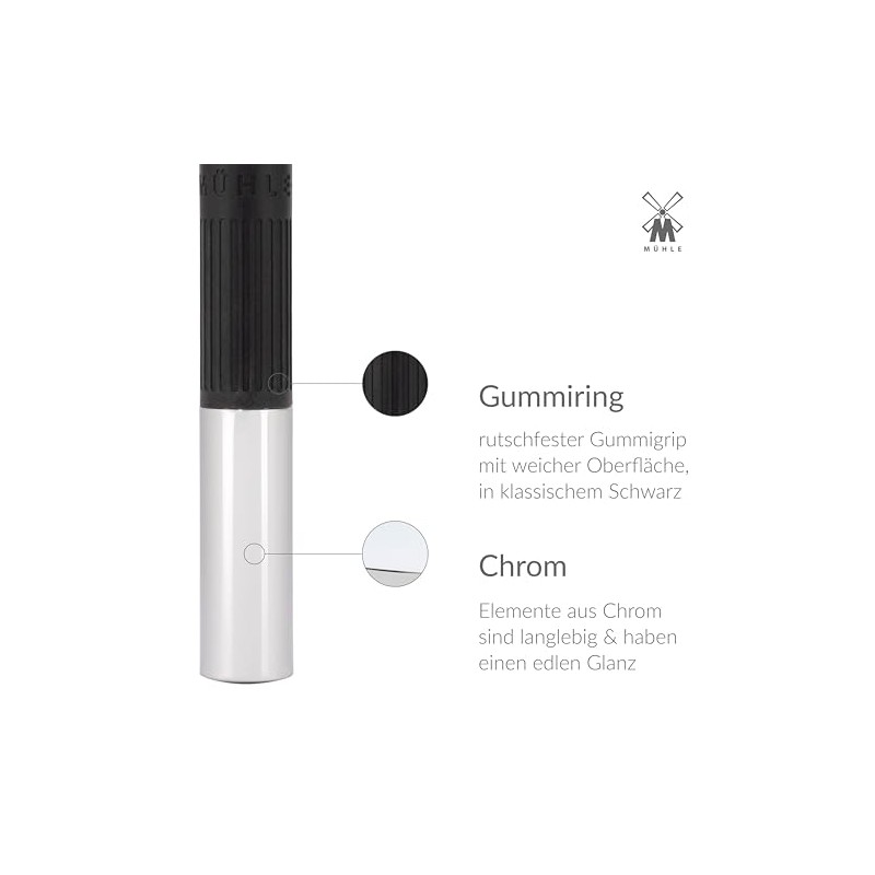 MÜHLE NEO Safety Razor, Rubber Grip Handle in black, Closed