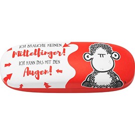 Sheepworld Glasses Case with Eyes Motif | Hard Case 17.5 cm x 6 cm Red | Gift, Birthday, Funny Gift | 47964
