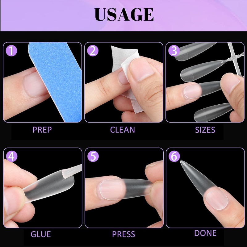 Fingooo Nail Tips, Ultra Thin, 240 Pieces, Long, Clear, Long