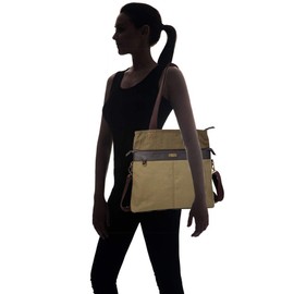 Chala Canvas Convertible Stripe Work Tote with Purse Charm (Olive_ Metal Dragonfly-1)