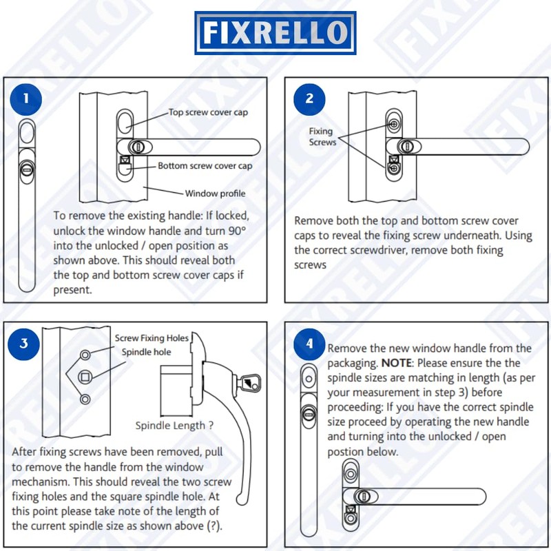 FixRello Window Handle 40mm Spindle - Offset Left-Handed espag Inline