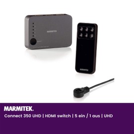 HDMI Switch 4K - Marmitek Connect 350 UHD - 5 On/1 Off - Ultra HD 60Hz - Automatic Switching Between HDMI Sources - HDCP 2.2 - HDMI Switch - 3840 x 2160 - HDR 4K60