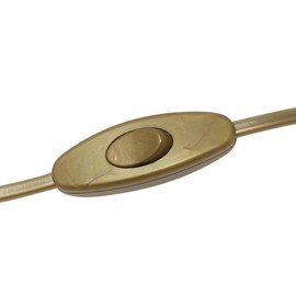 HALOTEC | Pack of 2 1.5 m Gold Power Cord | With Plug and Switch | Length from Plug to Switch 100 cm, Switch to Free End 50 cm | Made in Italy | Highest Quality