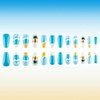 24 Pcs Summer Press on Nails Medium Coffin Square,LINMEIZAI Blue