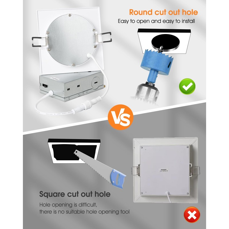 ZYC 4-inch Square Recessed Lighting - Ultra Thin Dimmable Square