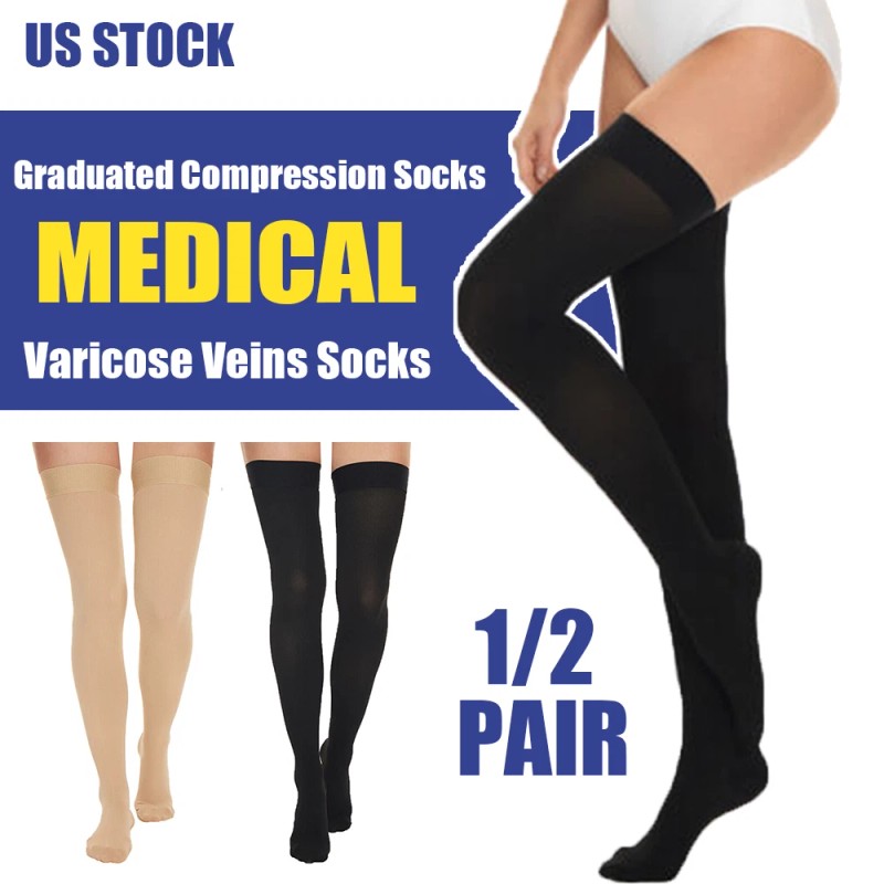 Unbranded Thigh High Compression Socks 20-30mmHg Over Knee compression Sleeping