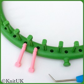 KnitUK Round Green Knitting Loom 36 pegs + 36 Pink Extra-pegs (24cm).