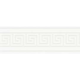 A.S. Création selbstklebende Bordüre - Folienbordüre mit schickem Muster in Weiß und Silber - auf 5,00 m x 0,13 m je Rolle