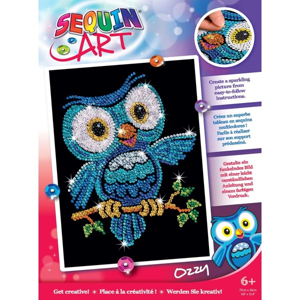 Sequin Art Red, Owl, Sparkling Arts and Crafts Picture Kit, Creative Crafts (1403)
