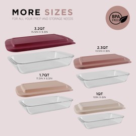 COOK WITH COLOR 8 PC. Glass Baking Dish Set with Lids - Deep Casserole Dish, Glass Food Container, Oven, Freezer and Microwave Safe, Clear Container, Rose