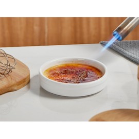 ONEMORE Ramekins 4 oz, Creme Brulee Ramekins Oven Safe Ceramic Shallow Souffle Dishes for Baking Custard, Mini Pies, Puddings and Dipping Sauces 4.5 inch White Mini Round Quiche Pans Set of 6