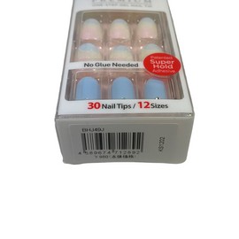 Kiss NEW Kiss Nails Impress Press On Manicure Short Gel Oval Blue White Pink Floral