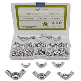 BGTXINGI Pack of 105 Wing Nuts 6 Types 304 Stainless Steel M3, 105 Pieces M4 M5 M6 M8 M10 Butterfly Wing Nuts Non-Slip Anti-Loose Assortment Kit