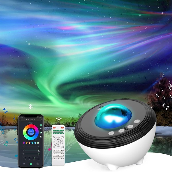 YunLone Aurora Projector Galaxy Star Light for Bedroom Night with Bluetooth Speaker, White Noise, APP/Remote/Voice Control, DIY Room Décor Party Kids Adults
