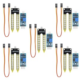 KeeYees 5 Pcs High Sensitivity Soil Moisture Sensor Module with Female to Female Jump Wires, Sensor Module Watering System Manager for Arduino