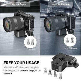 SmallRig Camera Base Plate with 15mm LWS Rod Rail Clamp, Baseplate for Sony A6500 A6600 A6300, for Canon R5 R6, for Sony A7SIII / A7III, Both for Cameras & Cages - 1674