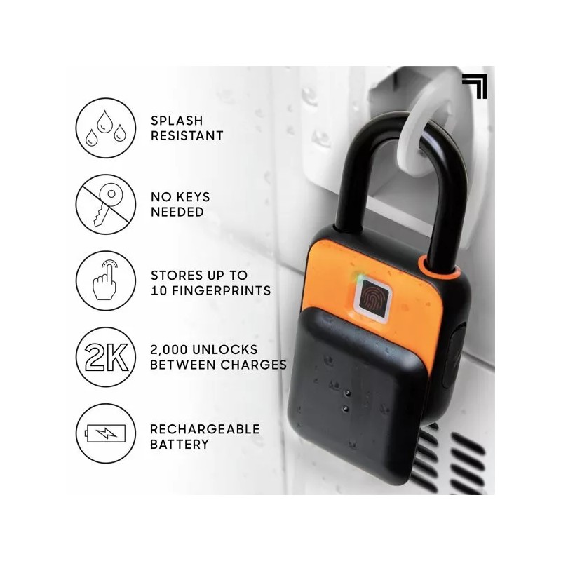 SHARPER IMAGE BRAND NEW SHARPER IMAGE DIGITAL RECHARGABLE FINGERPRINT PADLOCK
