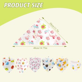 SNONESIY Pack of 8 Baby Triangular Scarf, Neckerchief, Pure Cotton Drool Bib, Baby, Soft and Breathable, Very Absorbent, Adjustable Press Studs, Suitable for Boys and Girls, White