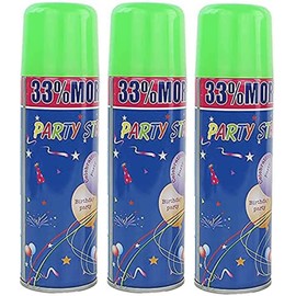 VIP Home Essentials Party Streamer Spray in a Can (3 Pack, Green)