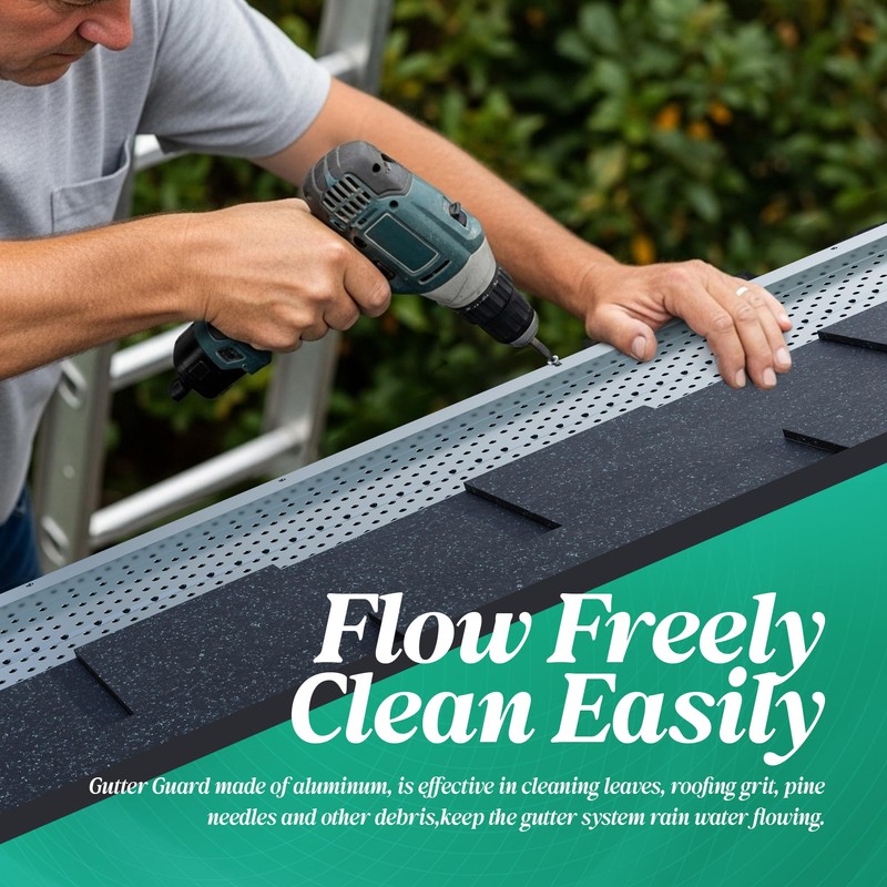 5" Gutter Guard,25 Pcs 100 Ft Heavy-Duty Aluminum Mesh Leaf