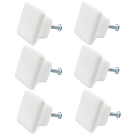 Bivethoi 6pcs Square Ceramic Knobs, 32mm White Cabinets Knobs Pull Handle for Drawers, Wardrobes, Cupboards