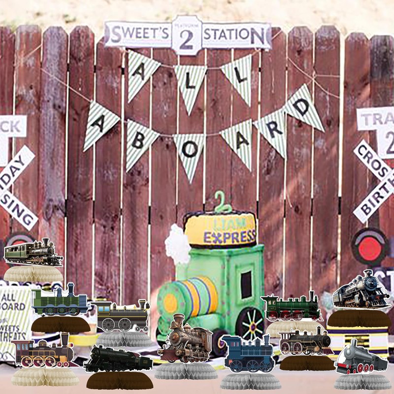 POMNUG 12-Pack Train Honeycomb Centrepieces Retro Train Centrepieces Table Decorations