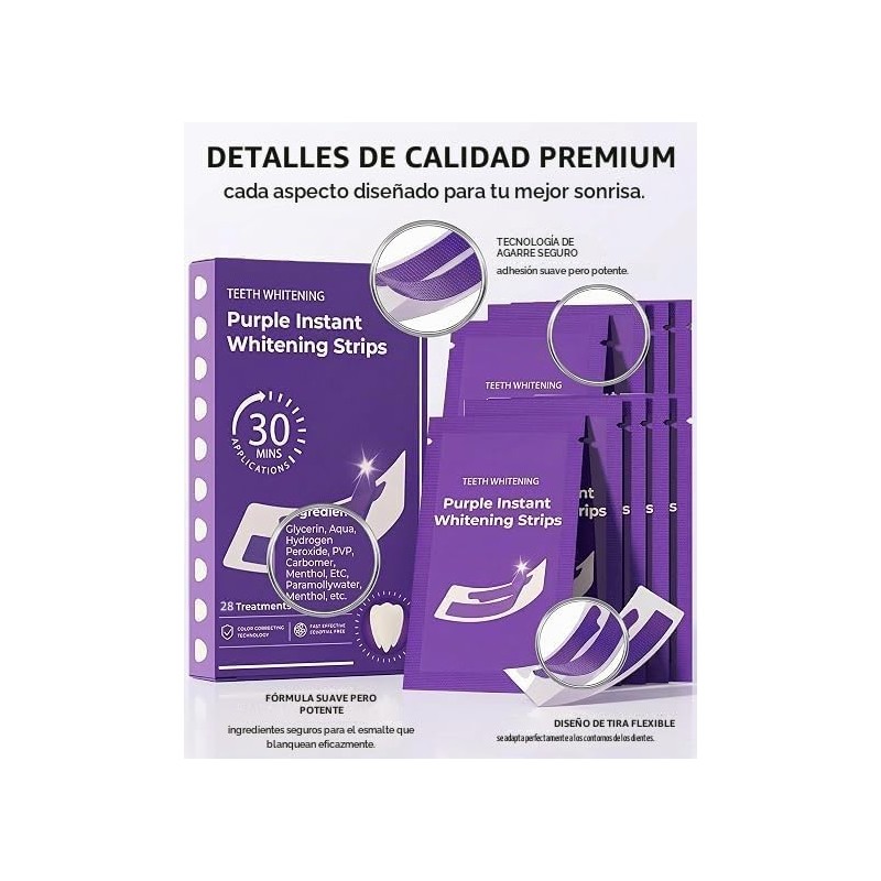 PEENAVY - 28Pcs Tiras Blanqueadoras Dientes,tiras para Blanquear