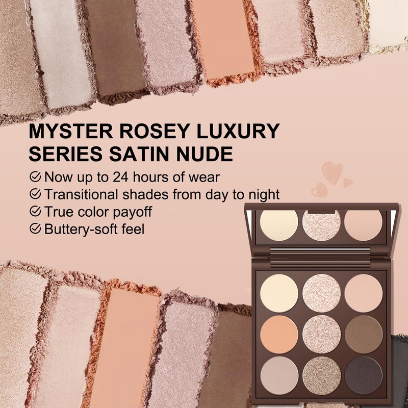 MYSTER ROSEY Neutral Eyeshadow Palette, Nude Eyeshadow Palette, Matte Eye