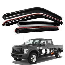 TMS in-Channel Side Window Rain Guards for 2017-2024 Ford F-250 F-350 Super Duty and 2015-2020 Ford F-150 with SuperCrew Crew Cab Body Style, Gloss Black Window Deflectors Vent Visors